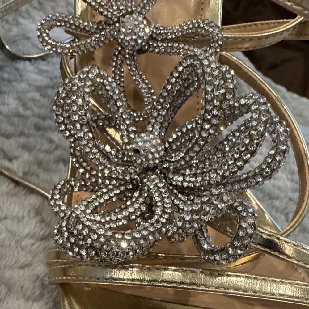 Steve Madden Gold Lace-Up Heels with Crystal Accents - Picture 3 of 3